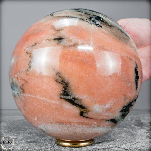 Zeldzame roze-oranje Cipolin mousserende Gebied- 3013.33 g, Verzamelen, Mineralen en Fossielen