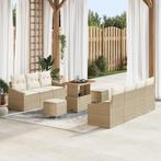 vidaXL 10-delige tuinbank set met kussens beige poly riet, Tuin en Terras, Tuinsets en Loungesets, Verzenden, Nieuw, Rotan