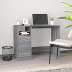 vidaXL Bureau met lades 102x50x76 cm bewerkt hout grijs, Huis en Inrichting, Bureaus, Verzenden, Nieuw