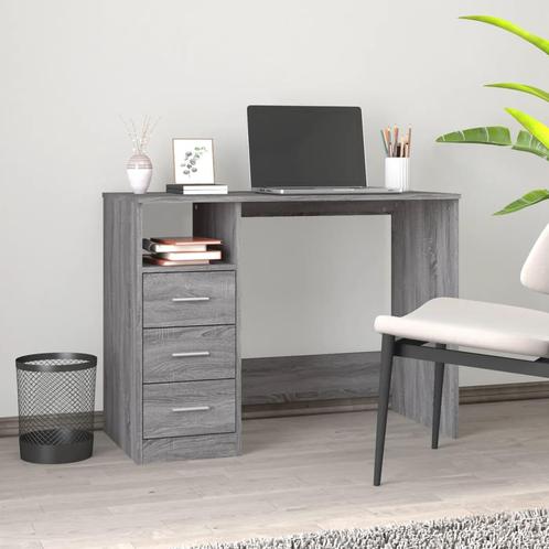 vidaXL Bureau met lades 102x50x76 cm bewerkt hout grijs, Huis en Inrichting, Bureaus, Nieuw, Verzenden