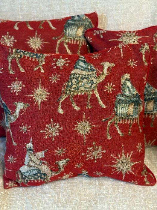 Set van vier kussens in gobelinstof met kerstdecoratie lurex, Diversen, Kerst