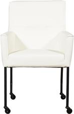 Set van 6 Witte leren moderne eetkamerstoelen - Toledo Leer, Overige kleuren, Nieuw, Leer, Ophalen of Verzenden