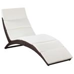 Inklapbaar Ligbed Rattan Bruin | Tweedekansje | Comfort, Ophalen of Verzenden, Nieuw, Rotan, Inklapbaar