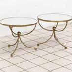 Paar Ronde Bijzettafels van Glas en Brons, Huis en Inrichting, Tafels | Bijzettafels, Ophalen of Verzenden, Nieuw