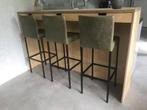 Set van 3 leren barstoelen - groen leer - Echt leer, Modern,, Huis en Inrichting, Stoelen, Overige kleuren, Nieuw, Leer, Ophalen of Verzenden