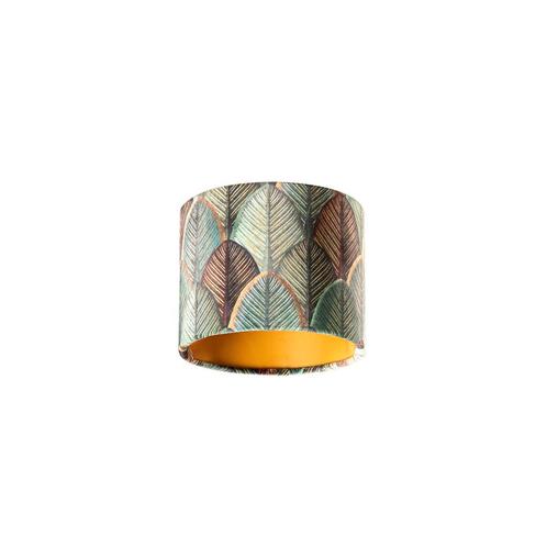 Velours lampenkap blad dessin met gouden binnenkant 18/18/14, Huis en Inrichting, Lampen | Lampenkappen, Minder dan 25 cm, Rond