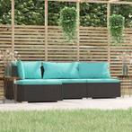 vidaXL 4-delige Loungeset met kussens poly rattan zwart, Verzenden, Nieuw, Rotan, Loungeset