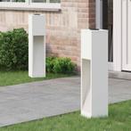 vidaXL Zonne LED Padverlichting 2 pcs Wit Koudgewalst staal, Verzenden, Nieuw