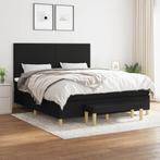 vidaXL Boxspring met matras stof zwart 180x200 cm, Huis en Inrichting, Slaapkamer | Bedden, Eenpersoons, Verzenden, Zwart, Nieuw