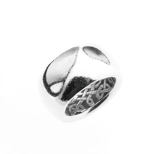 Brede zilveren gebolde ring (zilveren ring, keltische ring), Sieraden, Tassen en Uiterlijk, Ringen, Dame, Overige kleuren, 17 tot 18