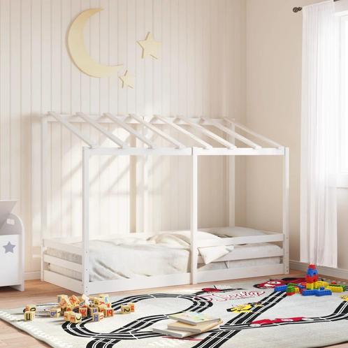 vidaXL Kinderbed met bedhuis 75x190 cm massief grenenhout, Huis en Inrichting, Slaapkamer | Bedden, Wit, Nieuw, Hout, Verzenden