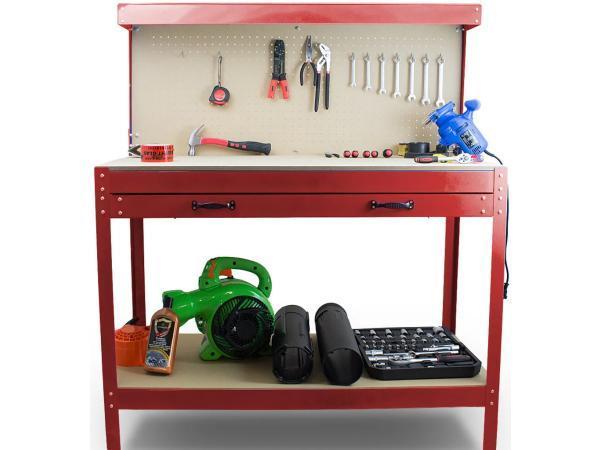 Veiling - Werkbank Rood - Incl. Prikbord en Lade, Doe-het-zelf en Verbouw, Werkbanken