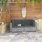 vidaXL Hoekbanken 2 st met kussens poly rattan grijs, Tuin en Terras, Tuinsets en Loungesets, Verzenden, Nieuw, Rotan