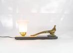 Lamp - Brons, Glas, Marmer - Art Deco lamp met fazant