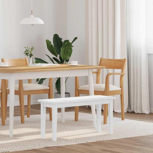 vidaXL Bank 90 cm massief hout rubber wit, Huis en Inrichting, Tafels | Eettafels, Nieuw, Verzenden