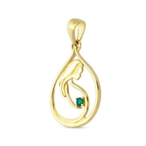 Zonder Minimumprijs - Hanger - 14 karaat Geel goud Smaragd, Sieraden, Tassen en Uiterlijk, Antieke sieraden