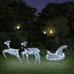 Witte kerstrendieren met slee () - 60 LEDs - Retourdeal..., Diversen, Kerst, Ophalen of Verzenden, Nieuw
