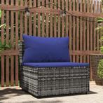 vidaXL Tuinmiddenbank met kussens poly rattan grijs, Verzenden, Nieuw, Rotan