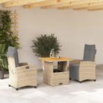 vidaXL 3-delige Tuinset met kussens poly rattan beige, Tuin en Terras, Tuinsets en Loungesets, Verzenden, Nieuw, Rotan, Tuinset