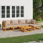 vidaXL 6-delige Loungeset met taupe kussens massief hout, Tuin en Terras, Tuinsets en Loungesets, Verzenden, Nieuw, Hardhout, Loungeset