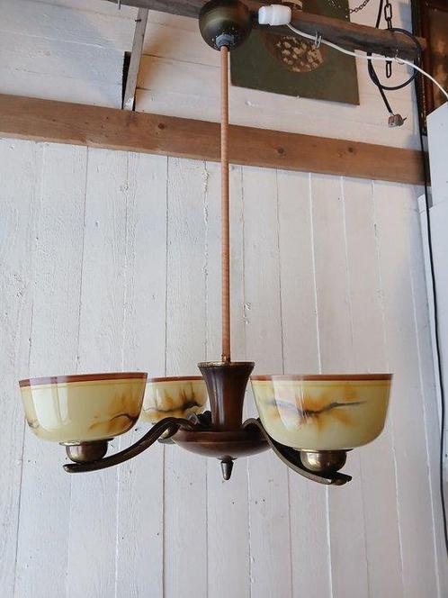 Taito Oy - Paavo Tynell - Plafondlamp - 1256 - Glas, Hout,, Antiek en Kunst, Antiek | Lampen