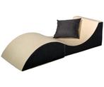 Opvouwbare Relaxbank Beige/Grijs - Tweedekansje - OP = OP!, Huis en Inrichting, Minder dan 75 cm, Nieuw, Ophalen of Verzenden