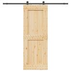 vidaXL Schuifdeur met beslag 85x210 cm massief grenenhout, Doe-het-zelf en Verbouw, Verzenden, Nieuw