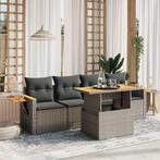 vidaXL 5-delige Loungeset met kussens poly rattan grijs, Tuin en Terras, Tuinsets en Loungesets, Verzenden, Nieuw, Rotan, Loungeset