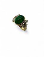 Ring - 18 karaat Geel goud - smaragd diamant navetten, Nieuw