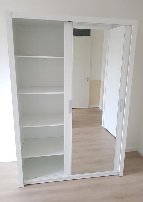 Witte Kledingkast met spiegel 150 cm | Incl. Inhoud NIEUW, Huis en Inrichting, Kasten | Kledingkasten, 50 tot 75 cm, Met deur(en)