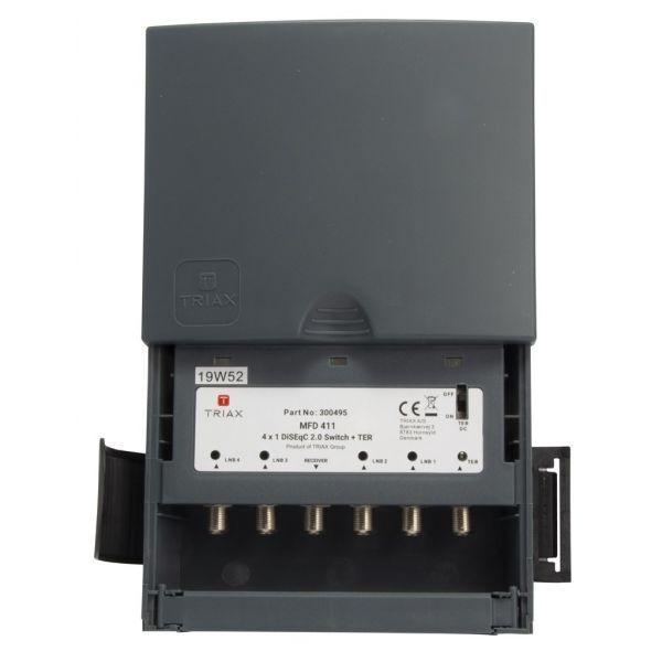 Triax DiSEqC switch 4/1 MFD 411 inclusief behuizing, Computers en Software, Netwerk switches, Nieuw, Ophalen of Verzenden