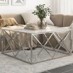 vidaXL Salontafel roestvrijstaal en gehard glas, Huis en Inrichting, Tafels | Salontafels, 100 tot 150 cm, 50 tot 75 cm, Verzenden