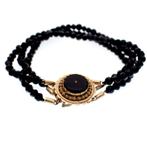 Antieke armband met onyx en gouden sierslot (Schakelarmband), Gebruikt, Overige kleuren, Ophalen of Verzenden, Met edelsteen