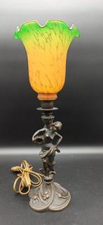 Tafellamp - Art Deco lamp in bronslegering en glas, Antiek en Kunst