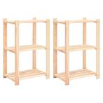 vidaXL Opbergrekken 3-laags 2 st 60x38x90 cm massief, Verzenden, Nieuw