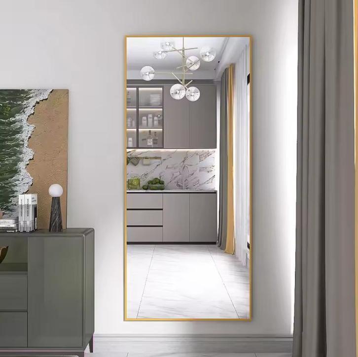 Staande Lichaamsspiegel 180×80 cm – Goudkleurig Versterkt Gl, Huis en Inrichting, Kasten | Overige, Nieuw, Verzenden