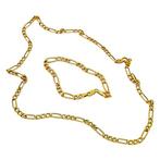 9ct yellow gold figaro curb chain bracelet and necklace set, Sieraden, Tassen en Uiterlijk, Antieke sieraden
