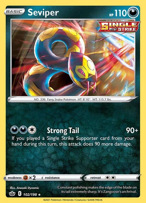 Seviper 102/198 Chilling Reign, Hobby en Vrije tijd, Verzamelkaartspellen | Pokémon, Losse kaart, Nieuw, Foil, Ophalen of Verzenden