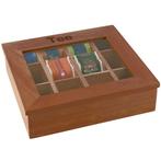 GGM Gastro | Theedoos - Hout - 12 vakken - met venster & |, Verzenden, Nieuw in verpakking