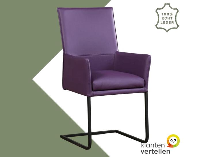 Leren eetkamerstoel Ruler - Toledo Aubergine (paars) -, Huis en Inrichting, Stoelen, Eén, Overige kleuren, Nieuw, Leer, Ophalen of Verzenden