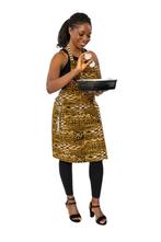 Schort met Afrikaanse print  - Geel Zwart Ndop Cameroon, Huis en Inrichting, Keuken | Textiel, Ophalen of Verzenden, Nieuw