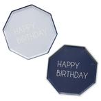 Blauwe Happy Birthday Borden 25cm 8st, Verzenden, Nieuw