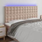 vidaXL Hoofdbord LED 160x5x118/128 cm kunstleer, Verzenden, Nieuw, Bruin, Overige materialen