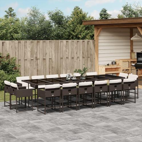 vidaXL 17-delige Tuinset met kussens poly rattan bruin, Tuin en Terras, Tuinsets en Loungesets, Tuinset, Nieuw, Rotan, Verzenden