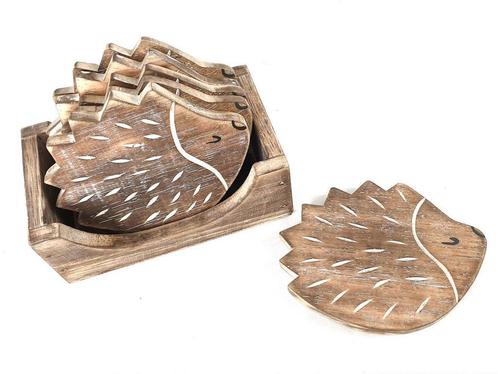 Onderzetters egel set=6 10x14 cm natural, Huis en Inrichting, Woonaccessoires | Onderzetters, Nieuw, Ophalen of Verzenden
