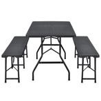 Biertafel / Bierbank / Biertafelset - Kunststof & Rotan - 3-, Tuin en Terras, Tuintafels, Verzenden, Nieuw