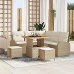 vidaXL 8-delige Tuinbankenset met kussens poly rattan acacia, Verzenden, Nieuw, Rotan