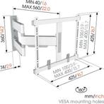 Draaibare tv-beugel wit| 32-65 | max 35kg | VESA 400x400 |, Audio, Tv en Foto, Verzenden, Nieuw