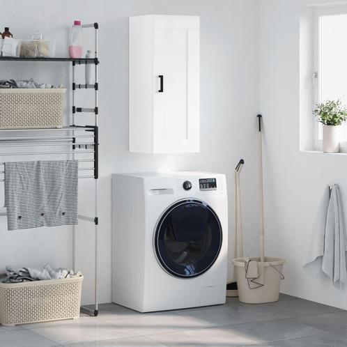 vidaXL Wandkast 34,5x34x90 cm bewerkt hout hoogglans wit, Huis en Inrichting, Kasten | Buffetkasten, 25 tot 50 cm, Nieuw, Overige houtsoorten