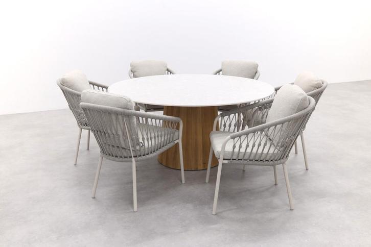 Suns Nappa/Sorolo Ronde Tuinset Ø160 cm - Neolith® | KORTING, Tuin en Terras, Tuinsets en Loungesets, Tuinset, Nieuw, Hout, Verzenden
